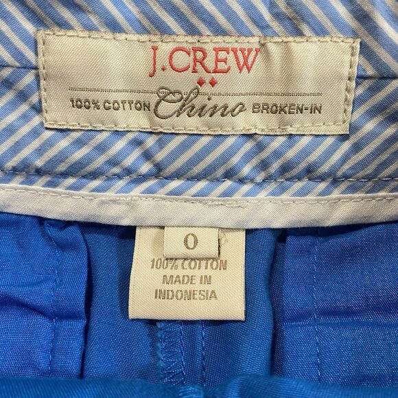 J CREW Broken In Chino Shorts Classic Fit Low Rise Pockets Twill Womens 0 Blue - Picture 3 of 8